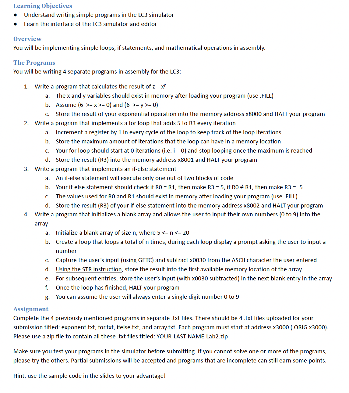 just do the part 1 lc 3 simulator