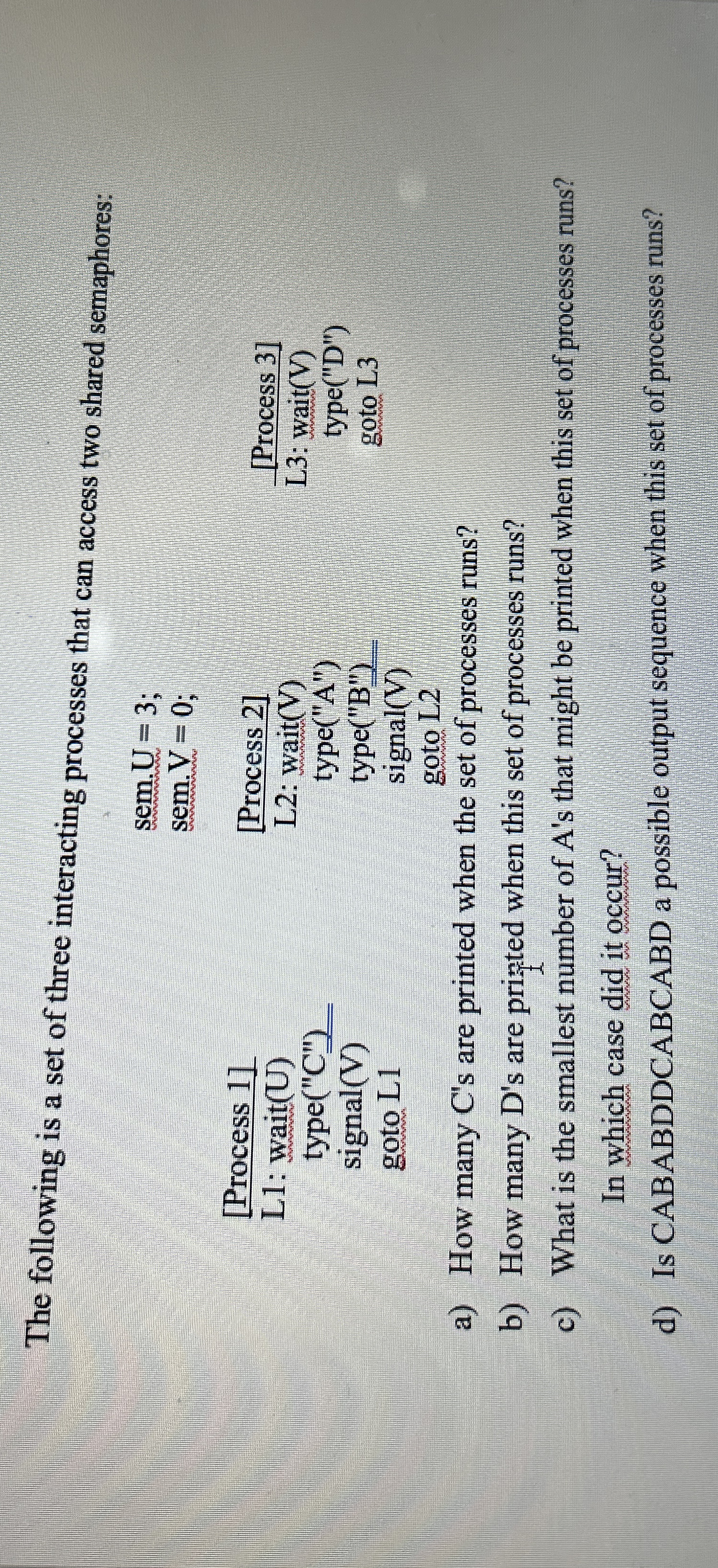 The following is a set of three interacting