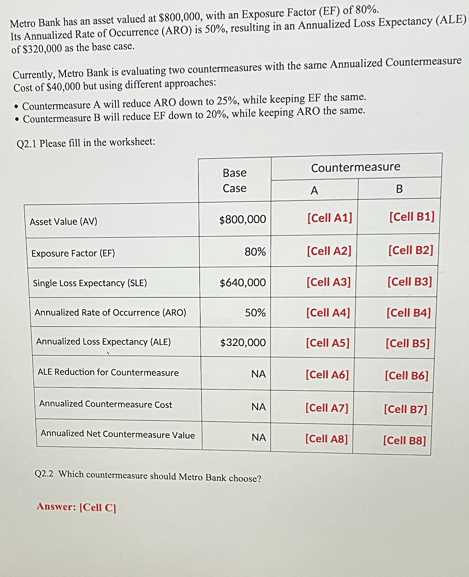 Metro Bank has an asset valued at $ 8 0 0 , 0 0 0