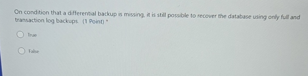 On condition that a differential backup is