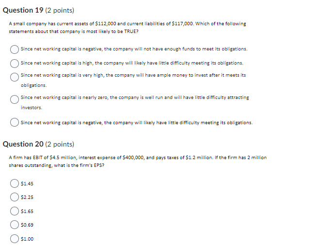 Question 17 (2 points) What is the main reason