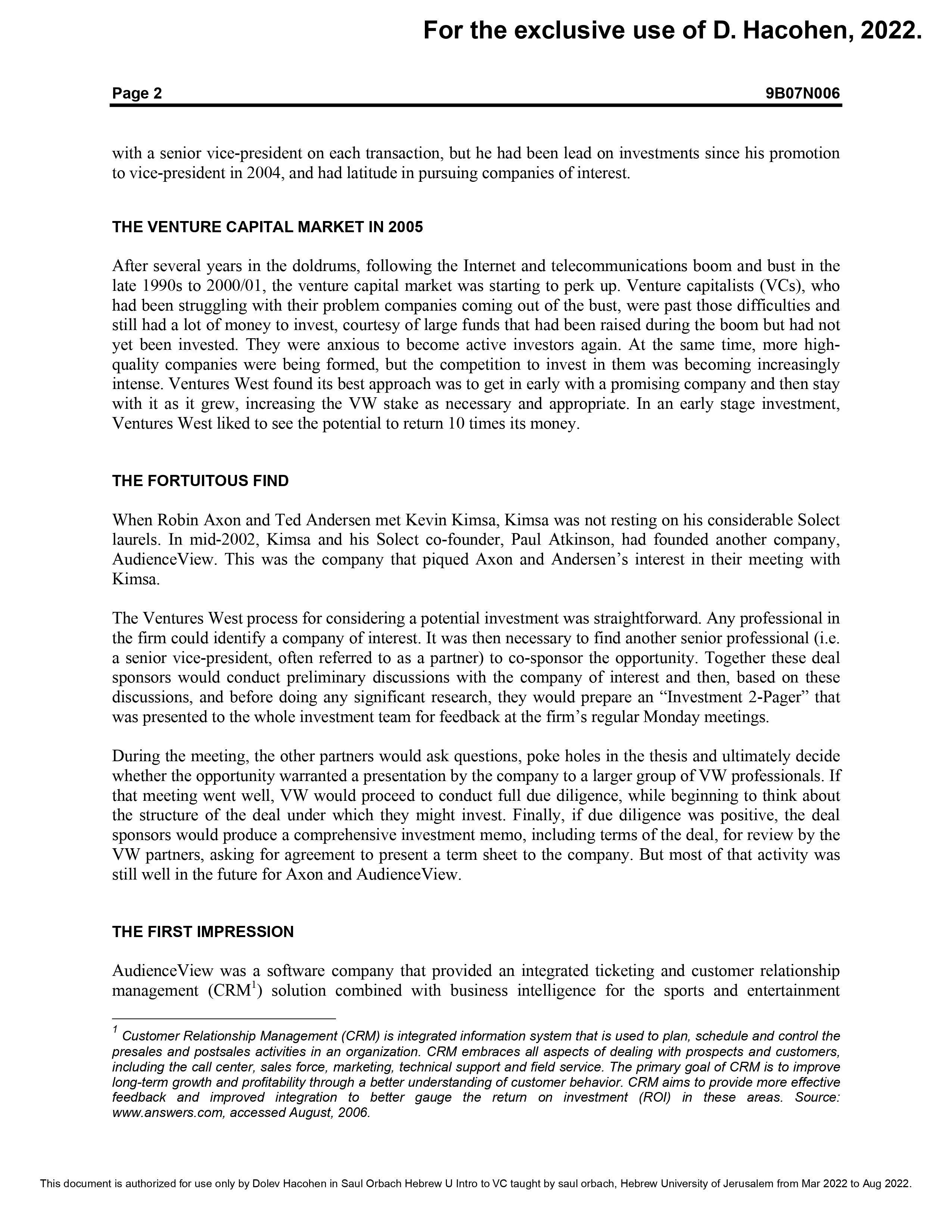 AudienceView Case (attached) Questions Identify