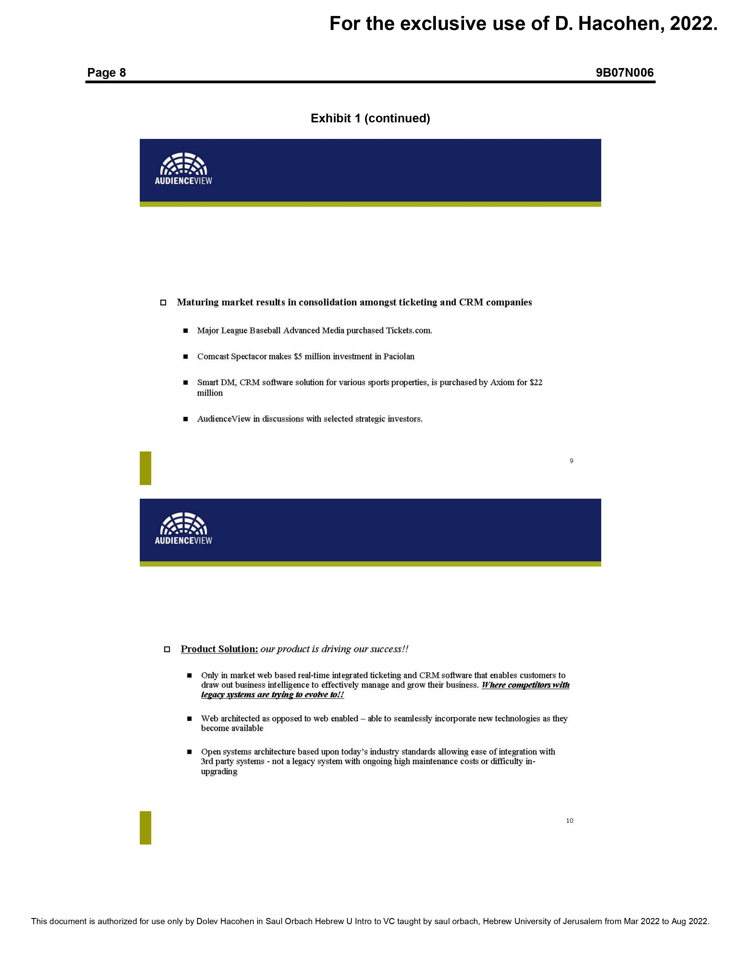 AudienceView Case (attached) Questions Identify