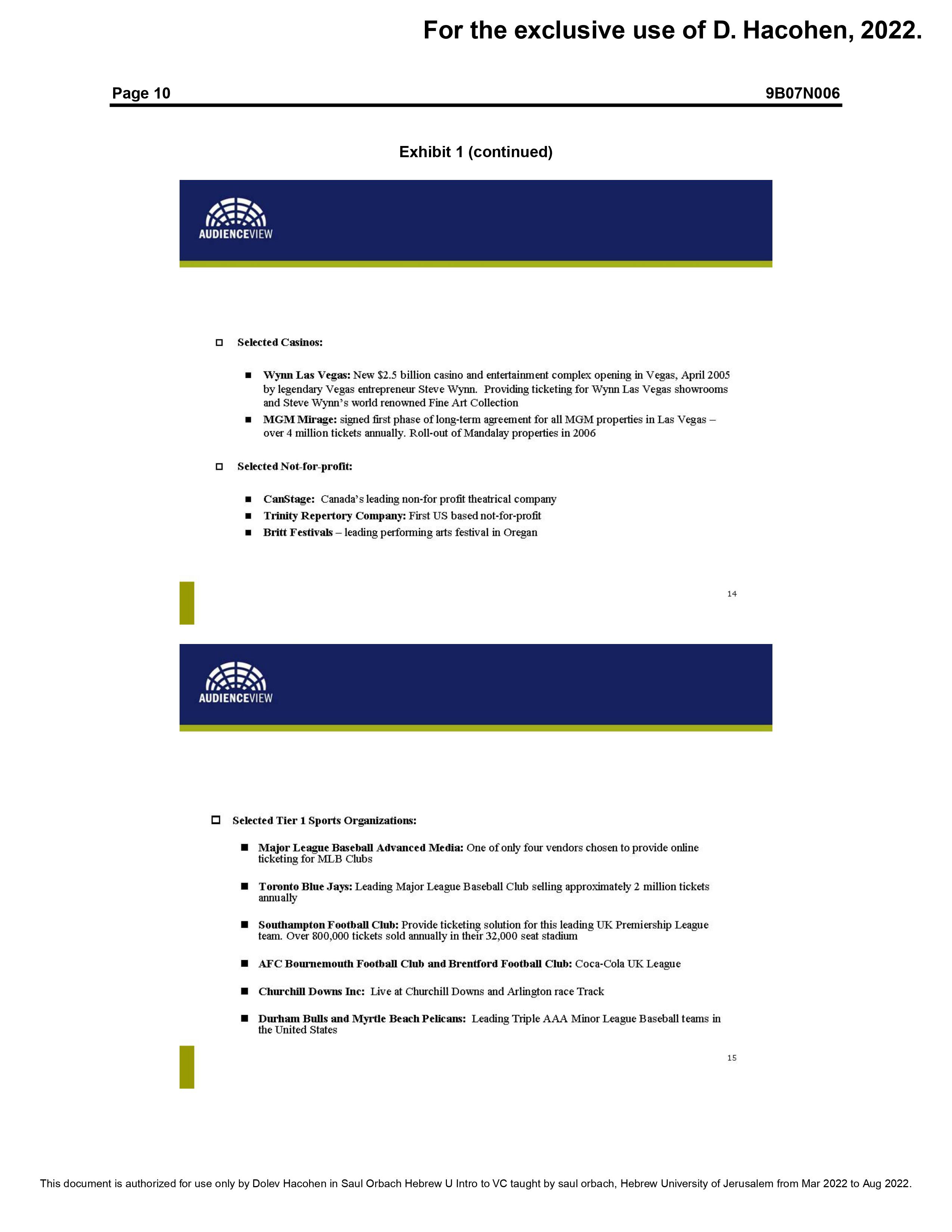 AudienceView Case (attached) Questions Identify