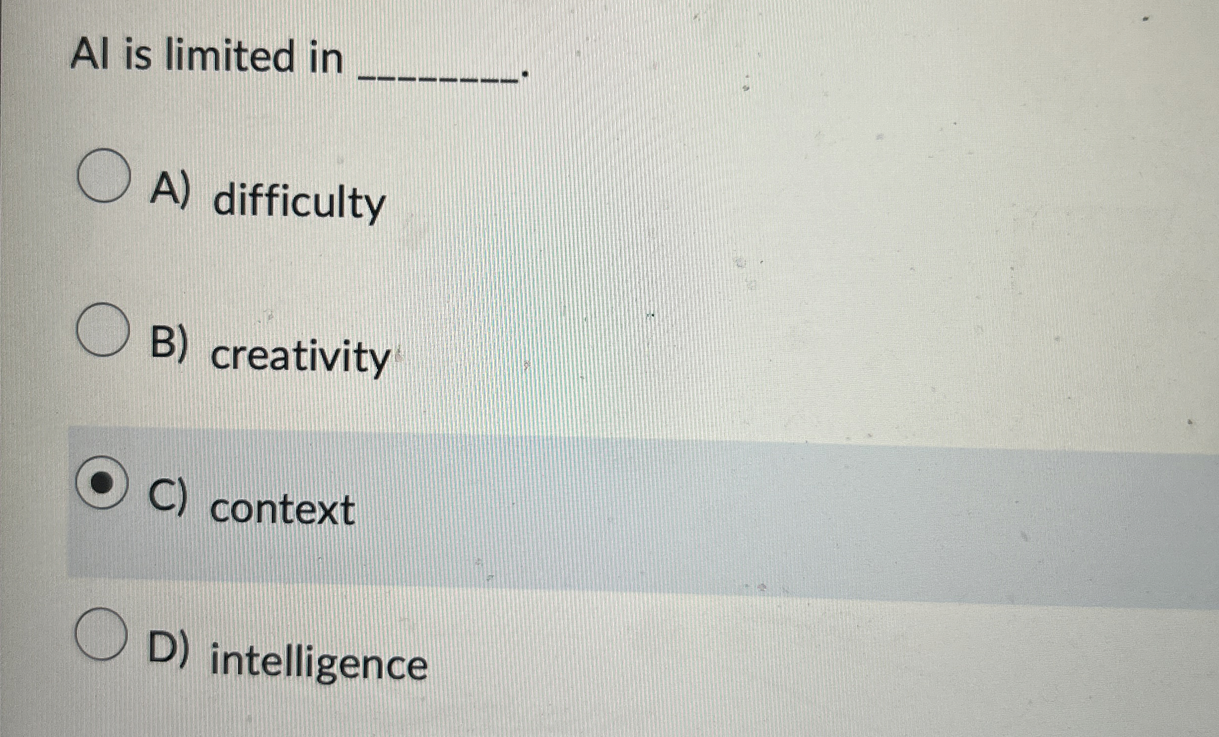 Al is limited in q , A ) difficulty B )