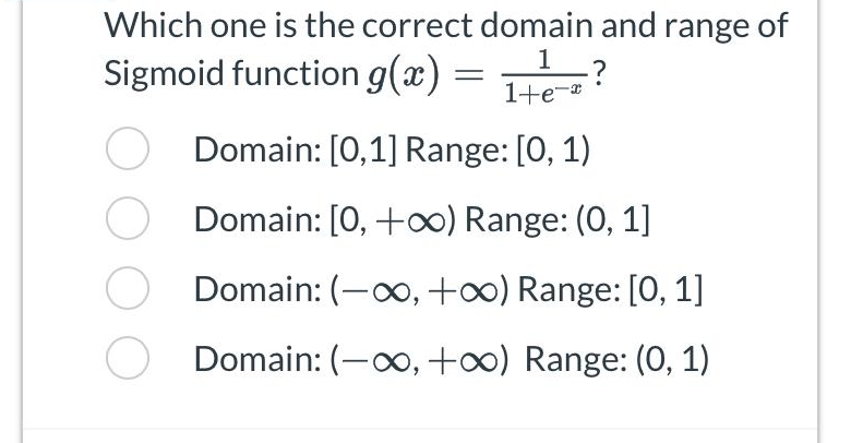 Which one is the correct domain and range of