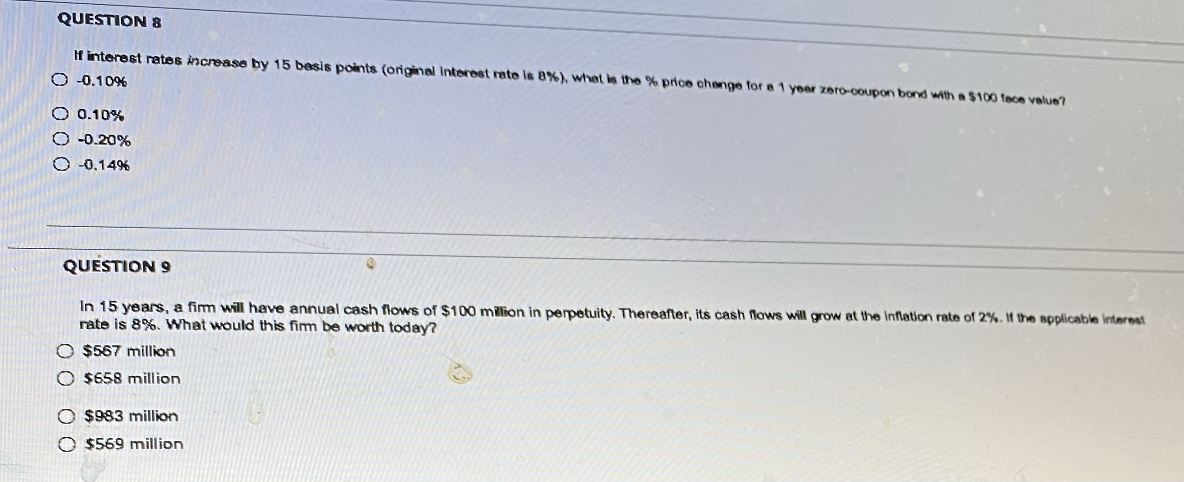 finance QUESTION & O -0.10% If interest rates