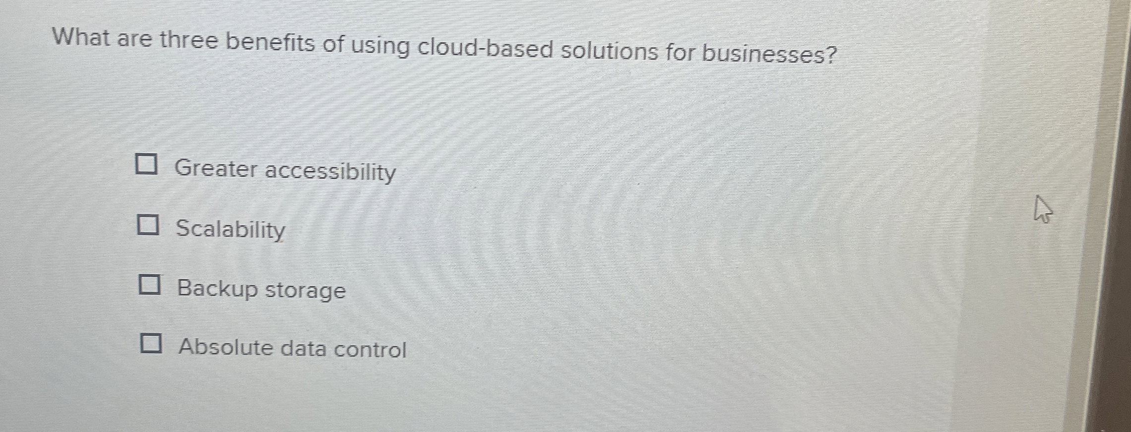 What are three benefits of using cloud - based