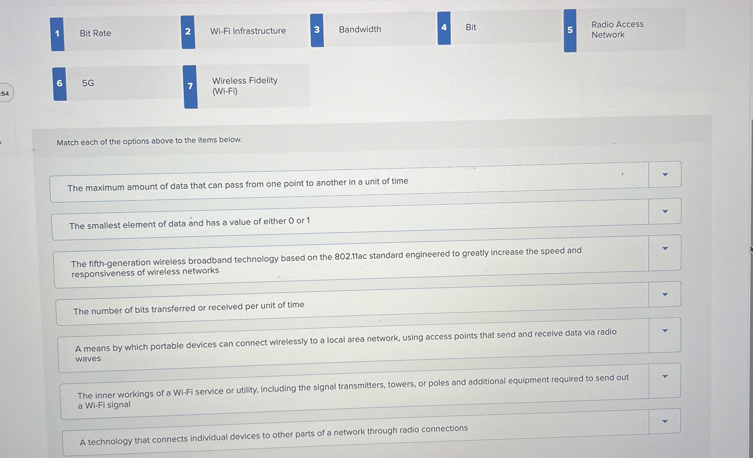 1 Bit Rate 2 Wi - Fi Infrastructure 3 Bandwidth 4