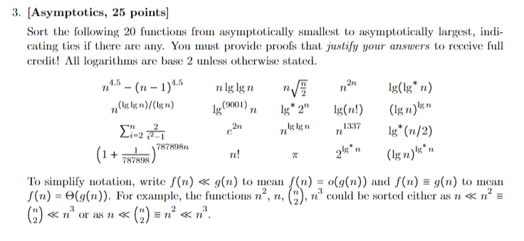 [ Asymptotics , 2 5 points ] Sort the following 2