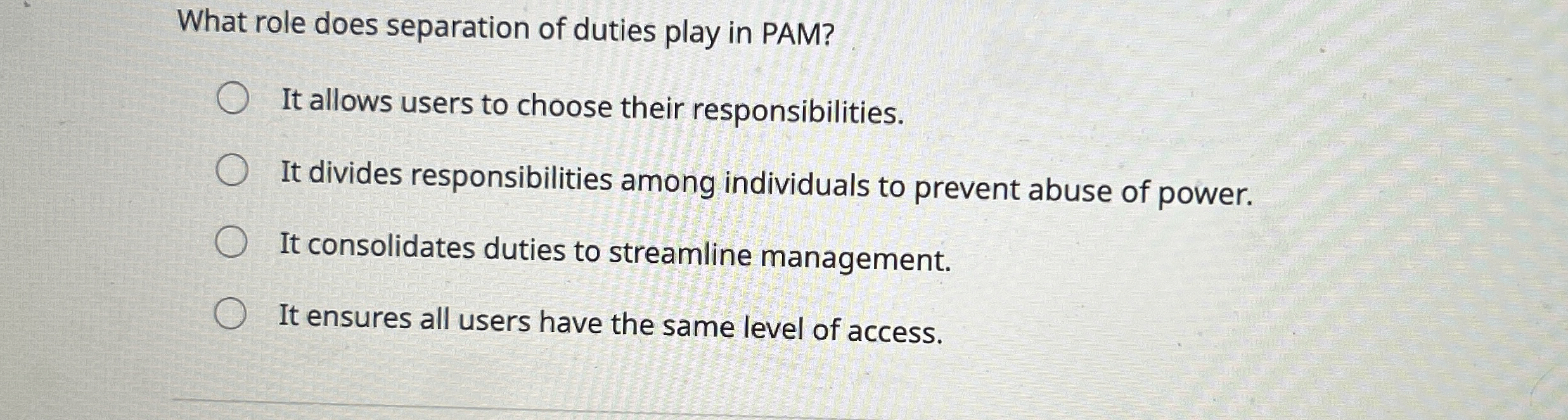 What role does separation of duties play in PAM?