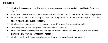 Production What is the reason for your