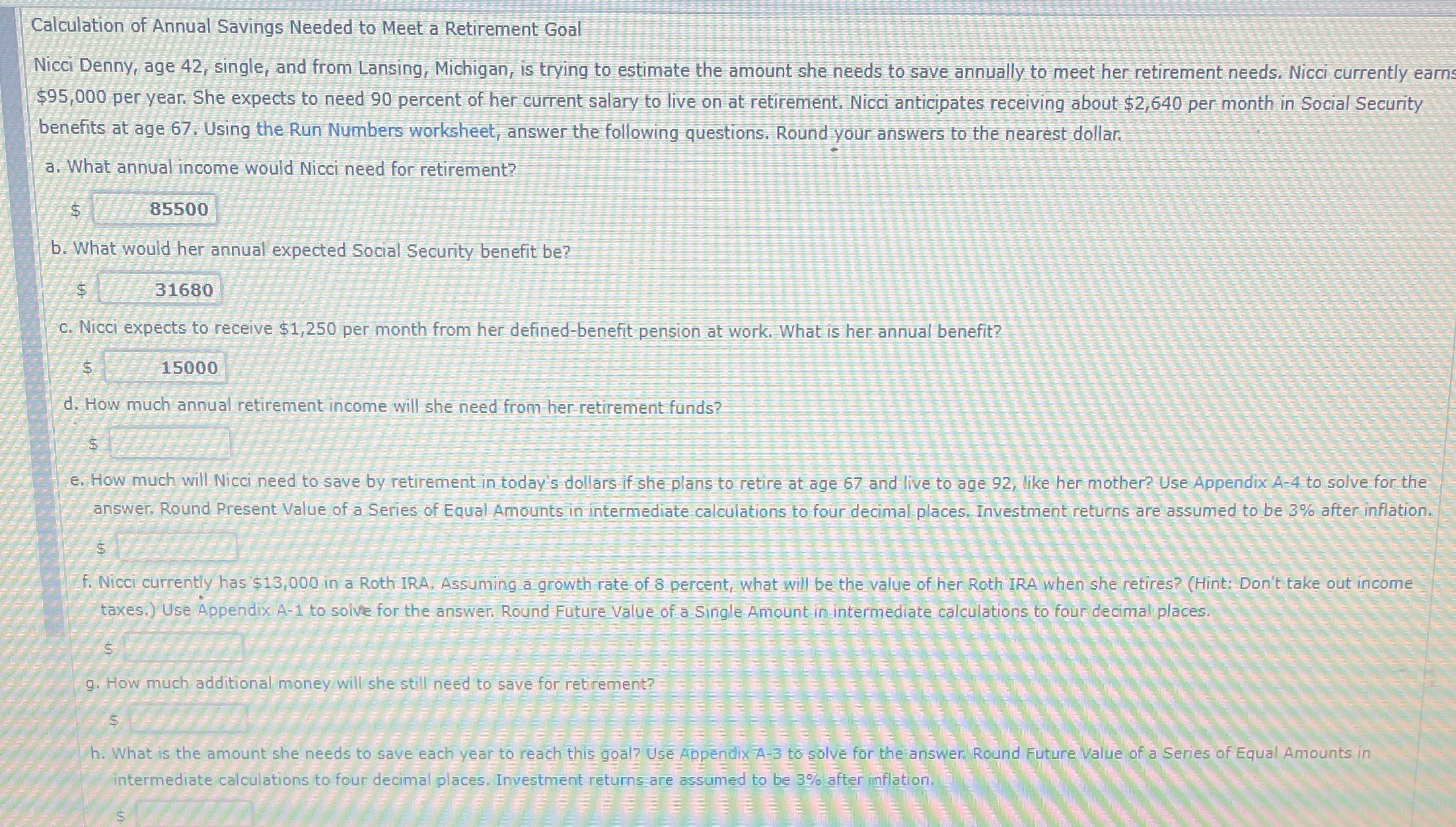 Calculation of Annual Savings Needed to Meet a