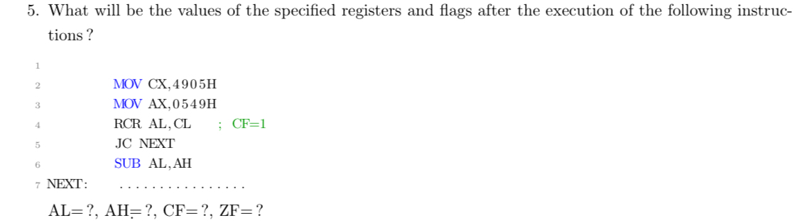 5 . What will be the values of the specified