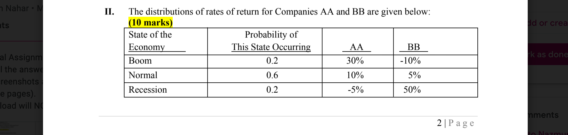 Nahar . II. The distributions of rates of return