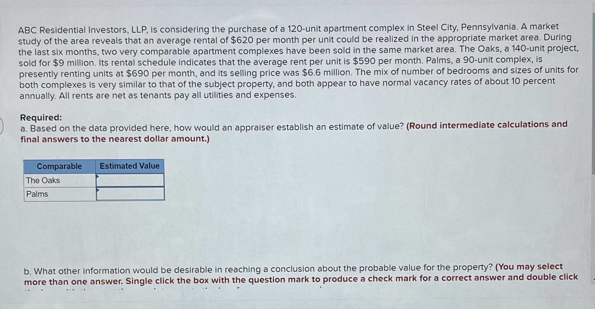 b. What other information would be desirable in