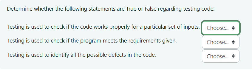 Determine whether the following statements are
