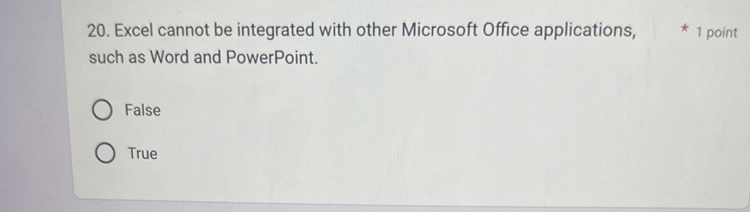 Excel cannot be integrated with other Microsoft