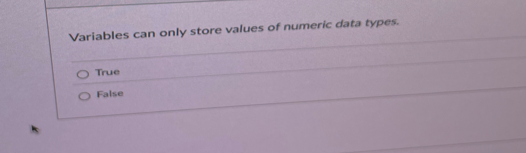Variables can only store values of numeric data