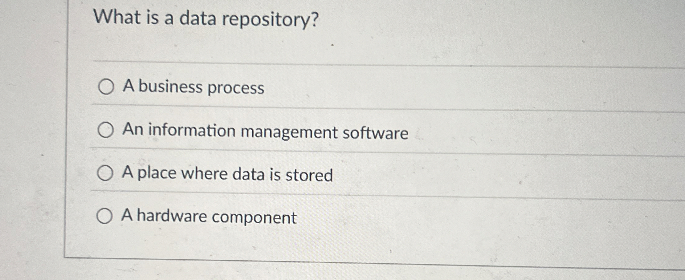 What is a data repository? A business process An