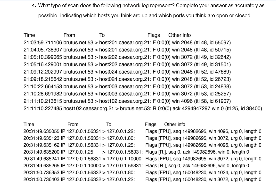 What type of scan does the following network log