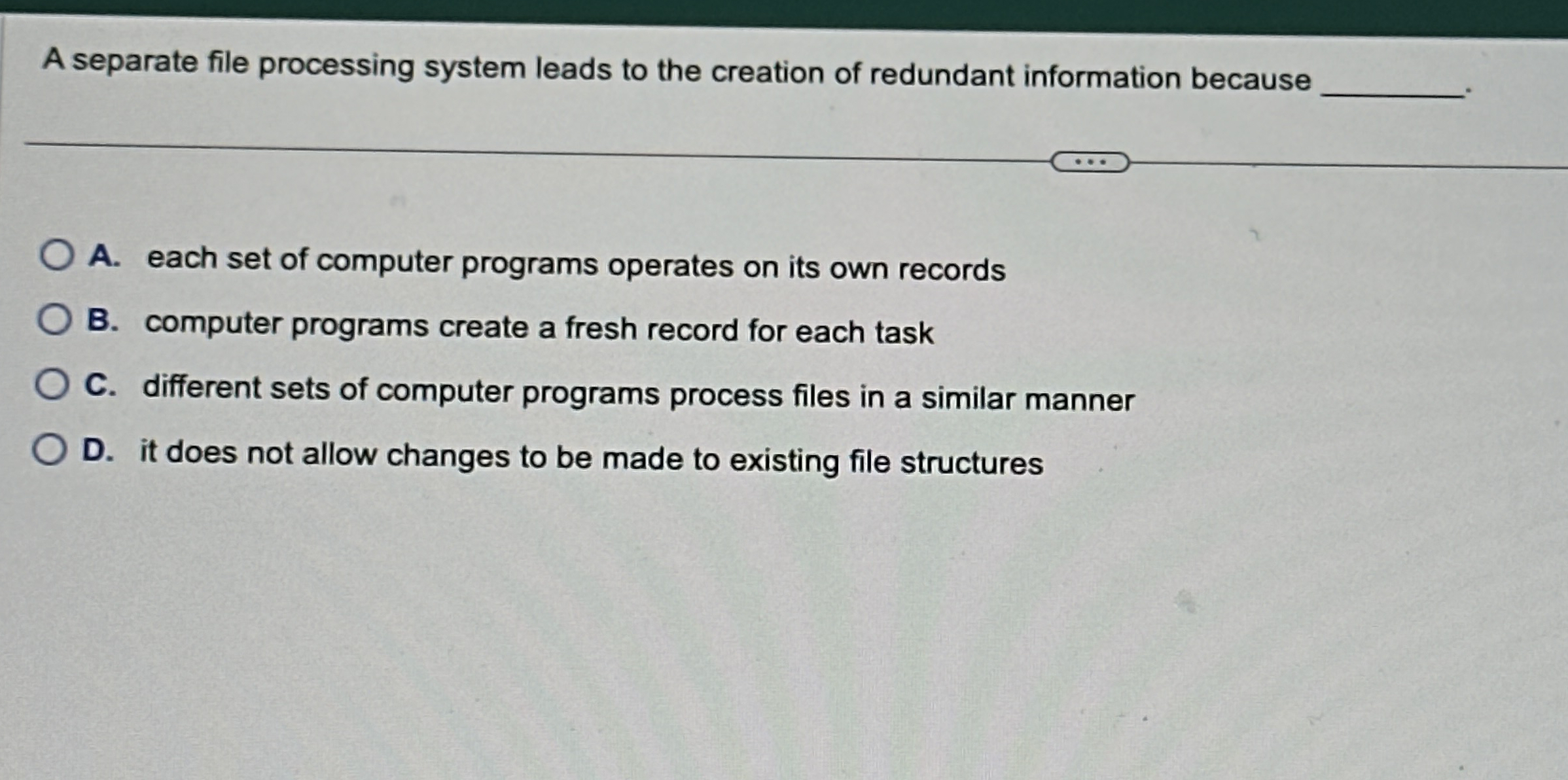 A separate file processing system leads to the