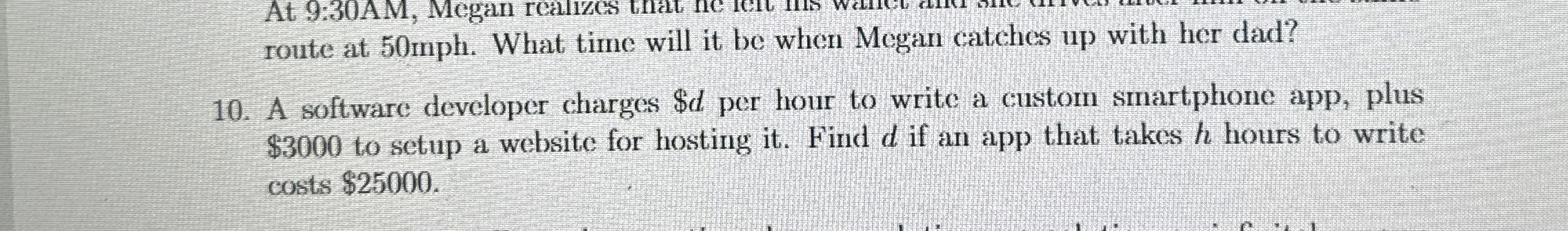 A software developer charges $ d per hour to
