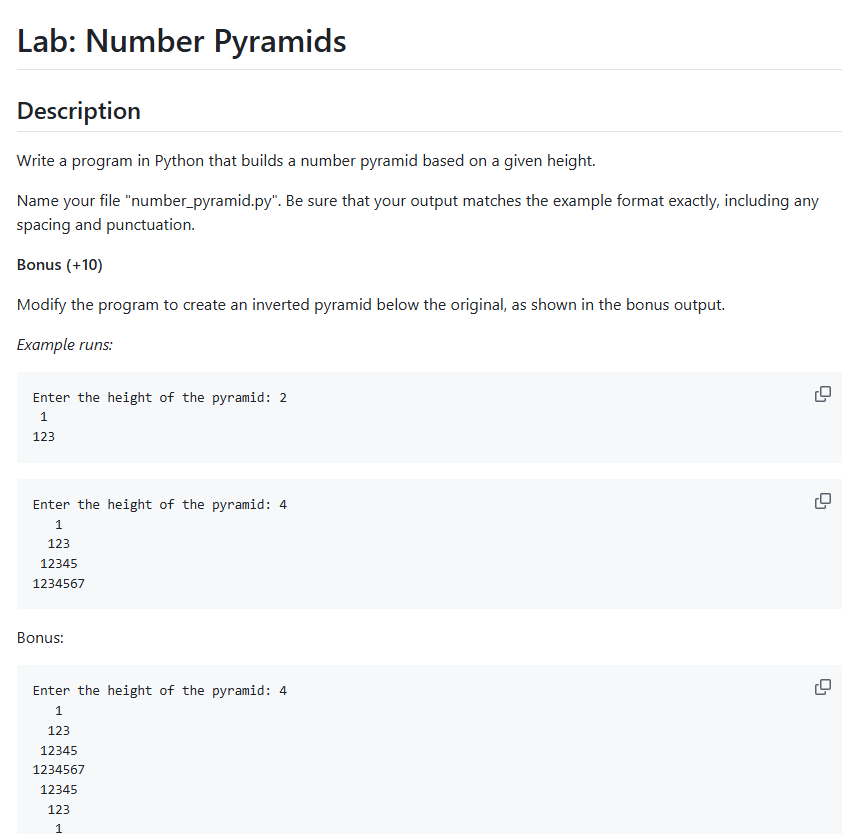 Lab: Number Pyramids Description Write a program