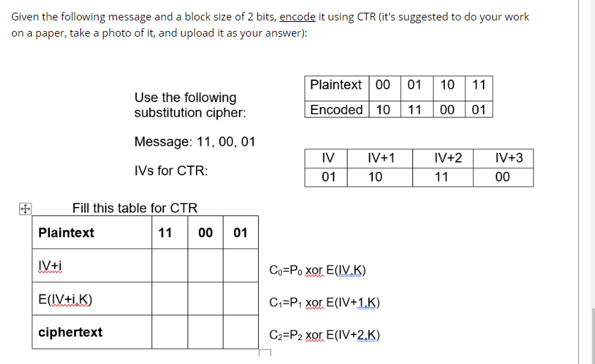 Given the following message and a block size of 2