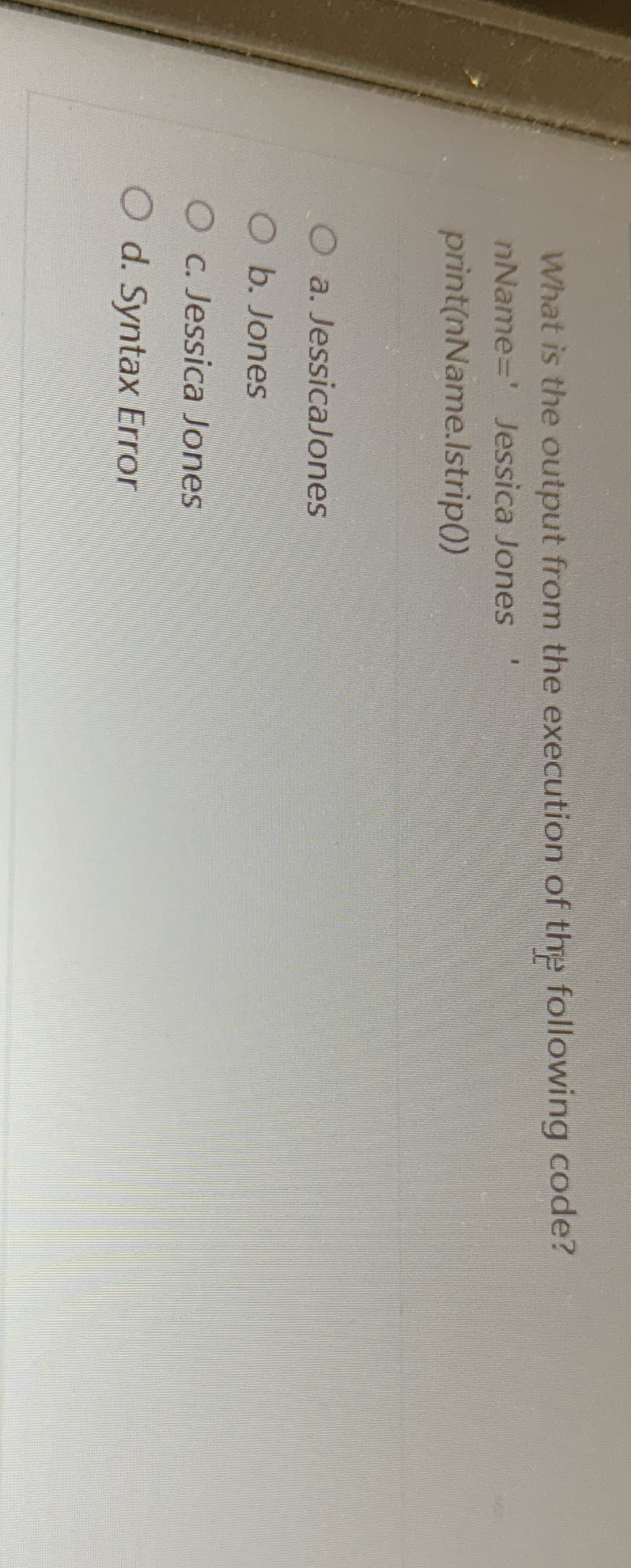 What is the output from the execution of the