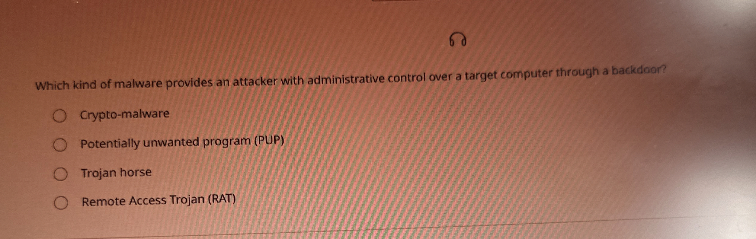 Which kind of malware provides an attacker with