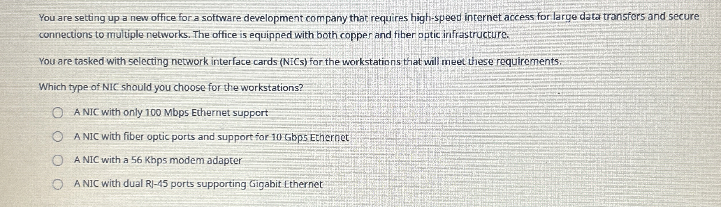 You are setting up a new office for a software