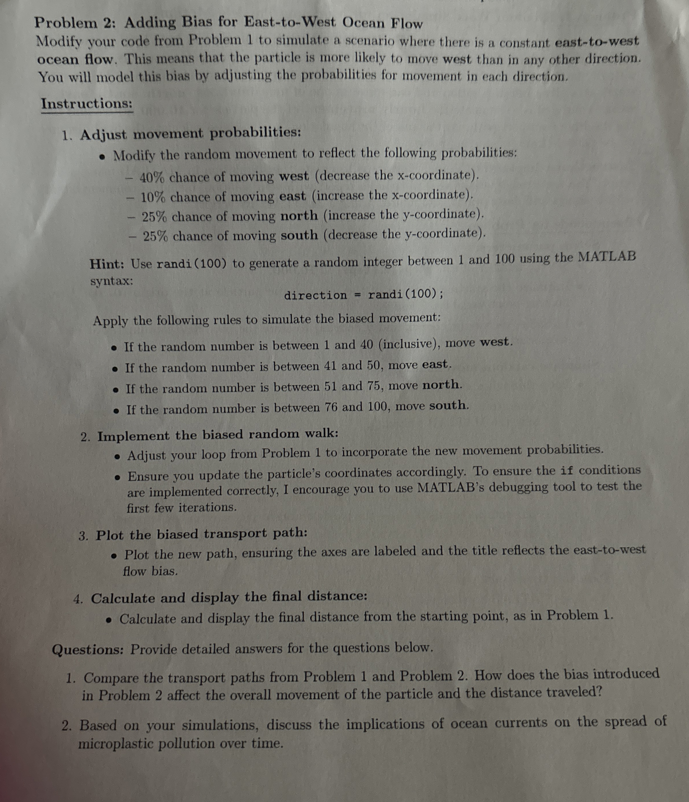 Problem 2 : Adding Bias for East - to - West