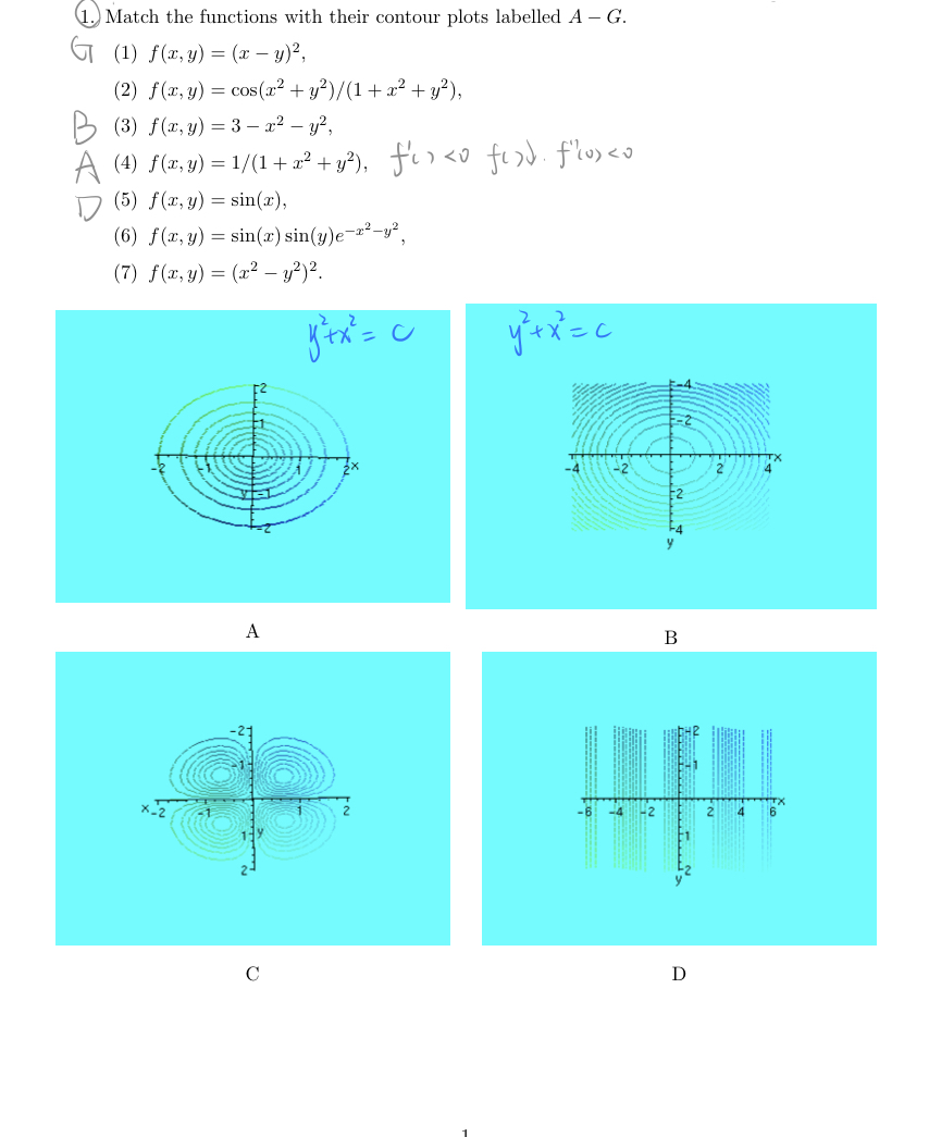 ( 7 ) f ( x , y ) = ( x 2 - y 2 ) 2 . A C D