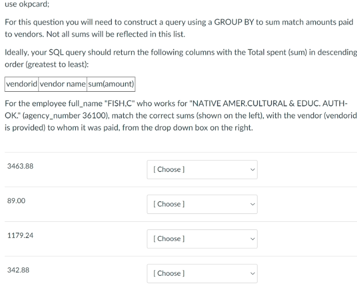 give answers use okpcard; For this question you