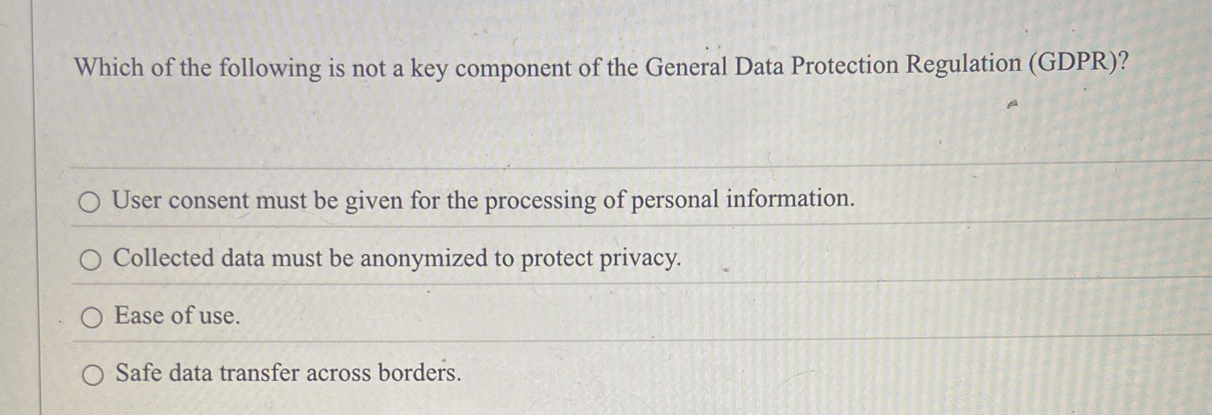 Which of the following is not a key component of