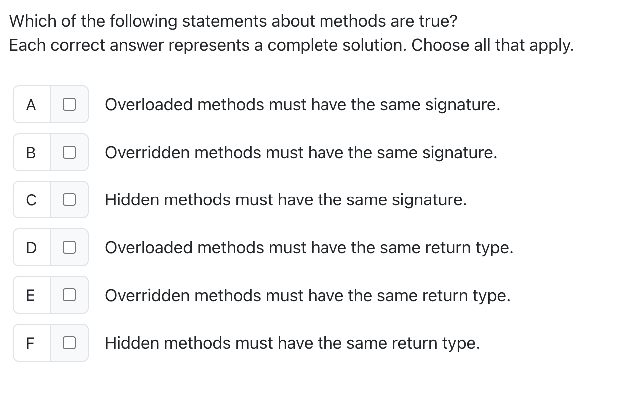 Which of the following statements about methods