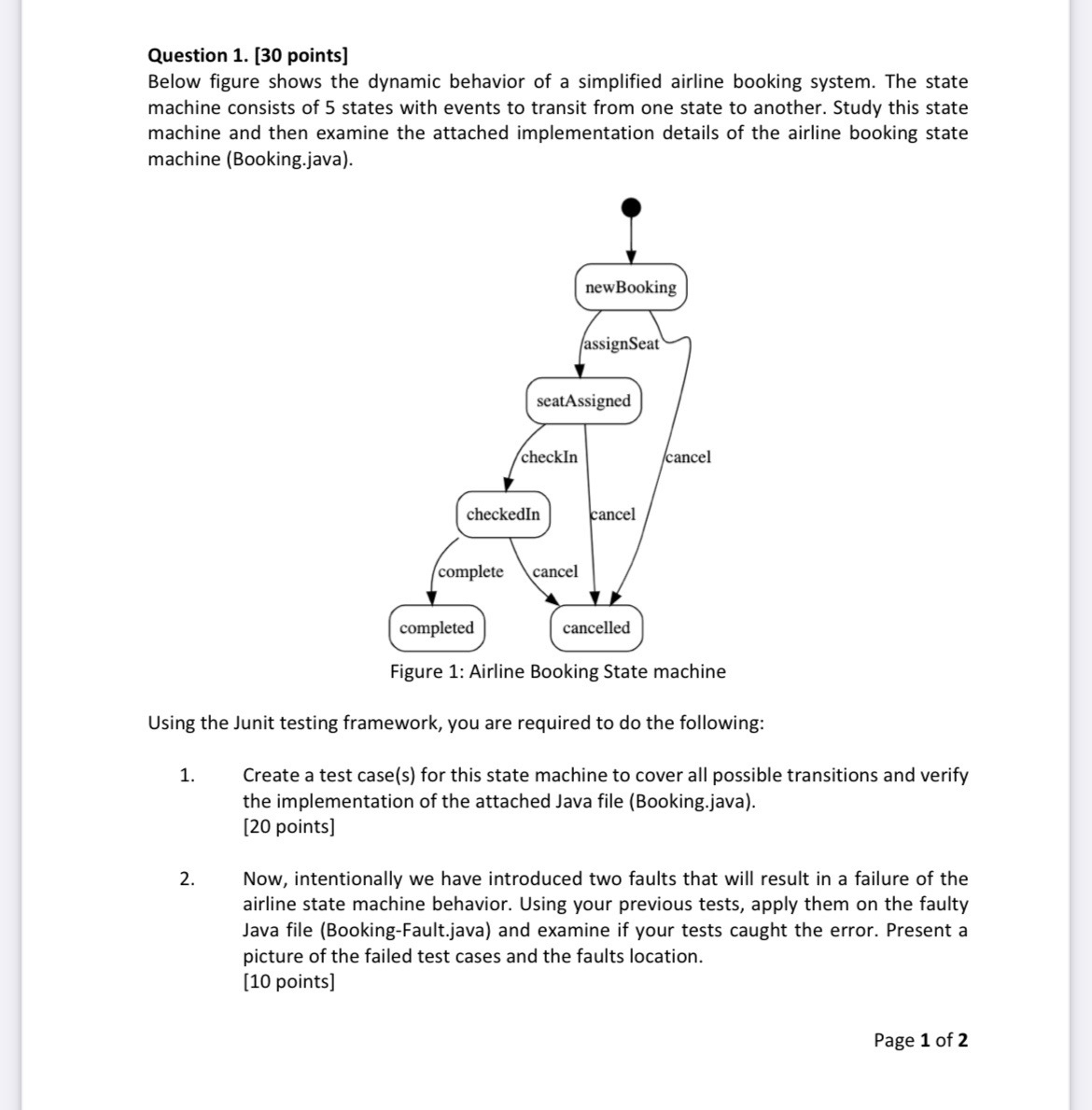 Question 1 . [ 3 0 points ] Below figure shows