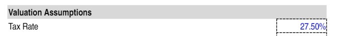 Valuation Assumptions Tax Rate 27.50%