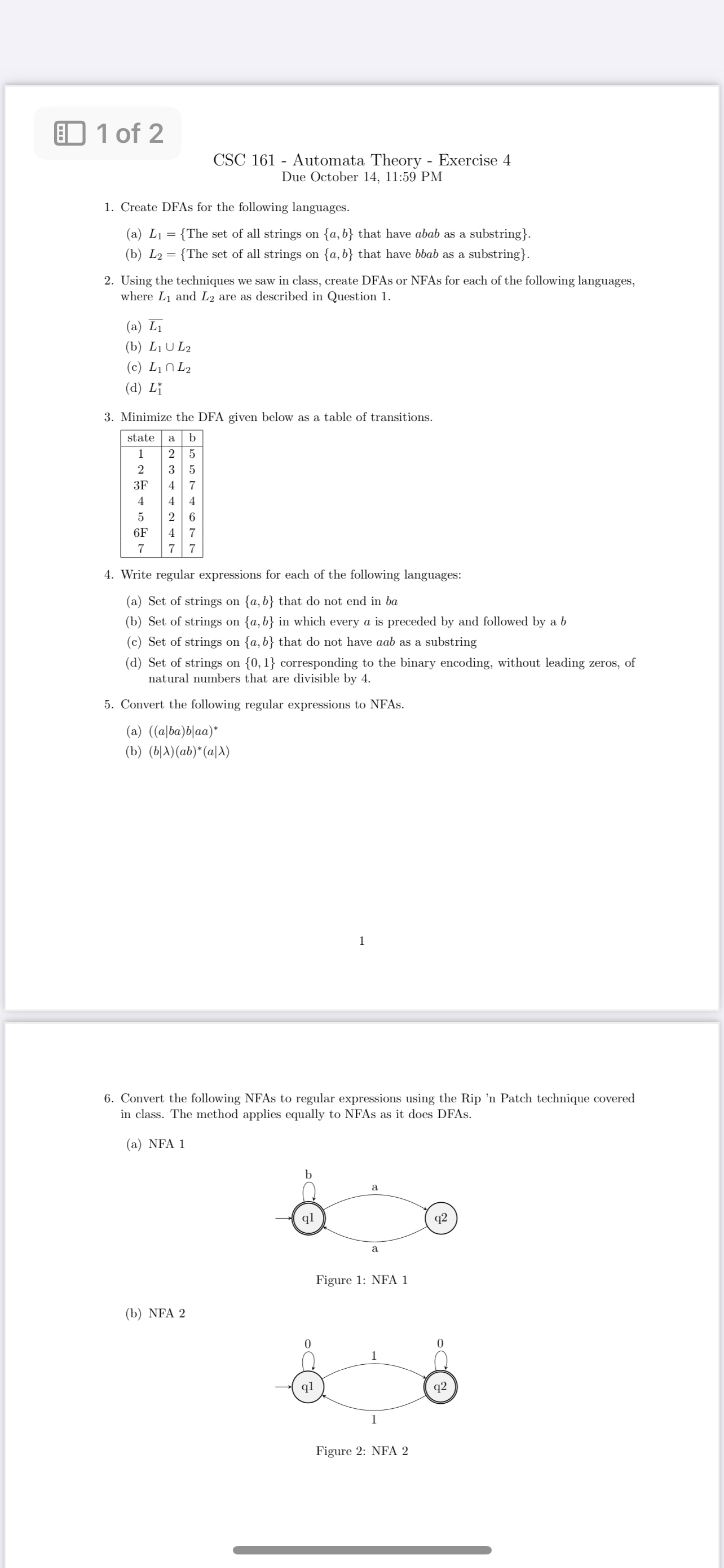 Convert the following NFAs to regular expressions