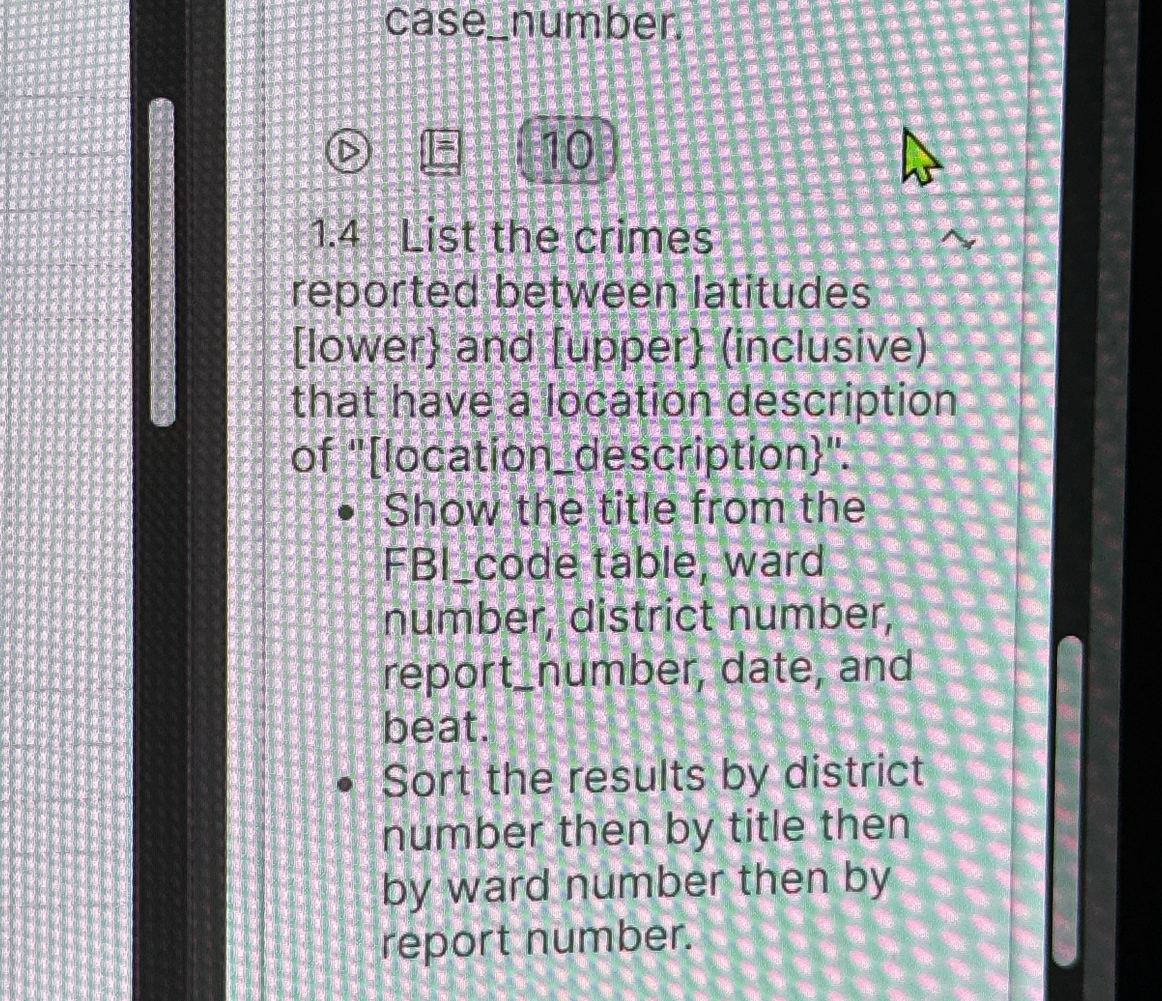 case _ number. ( b ) 1 0 1 . 4 List the crimes