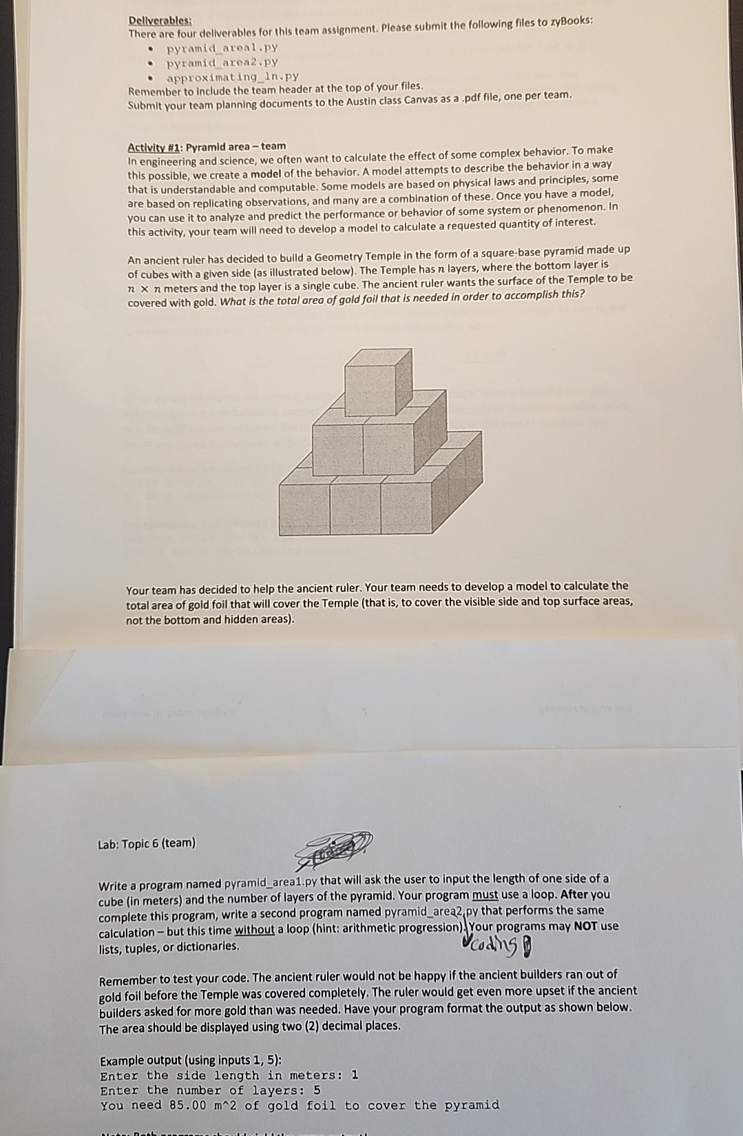 Lab: Topic 6 ( team ) Write a program named