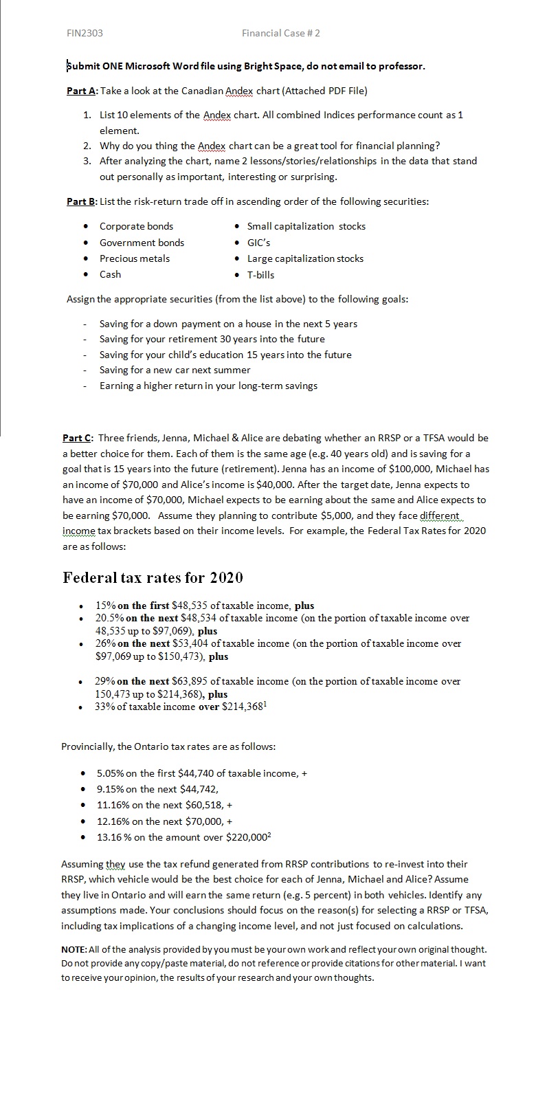 FIN2303 Financial Case # 2 Submit ONE Microsoft