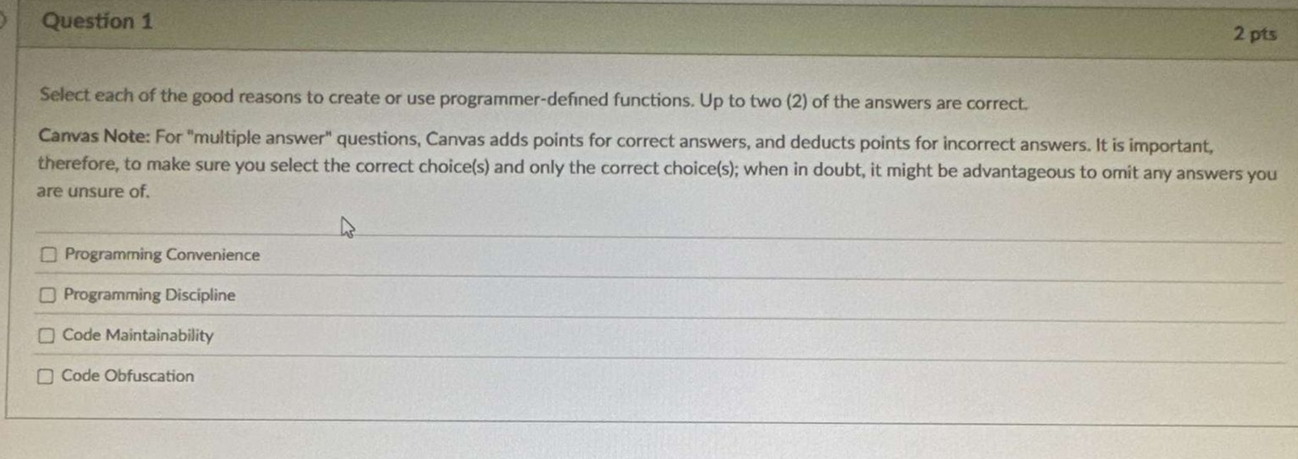 Question 1 Select each of the good reasons to