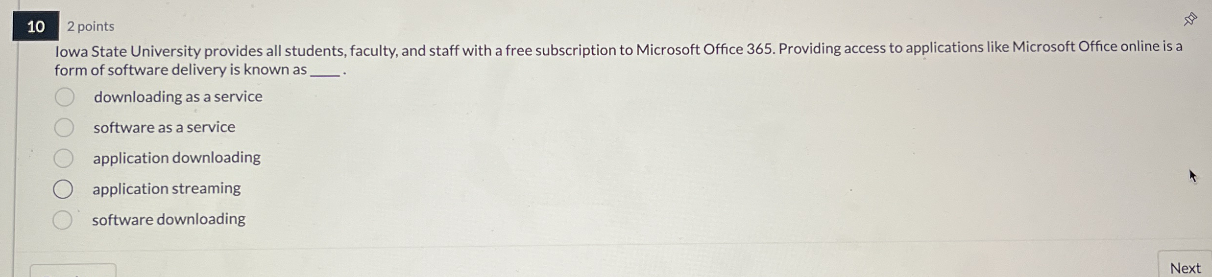 1 0 2 points Iowa State University provides all