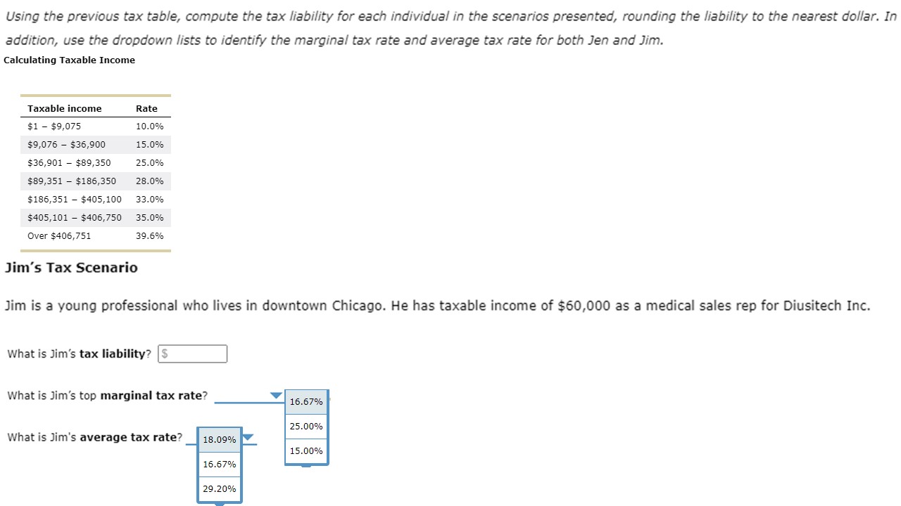 Using the previous tax table, compute the tax