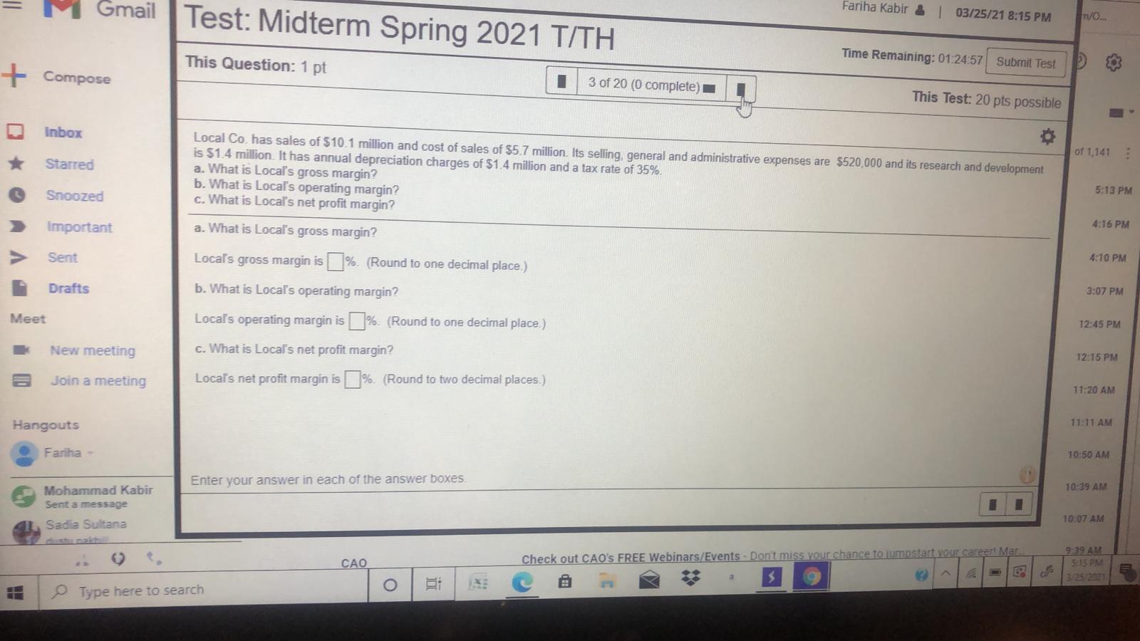 answer the question M Gmail Farina Kabir & |