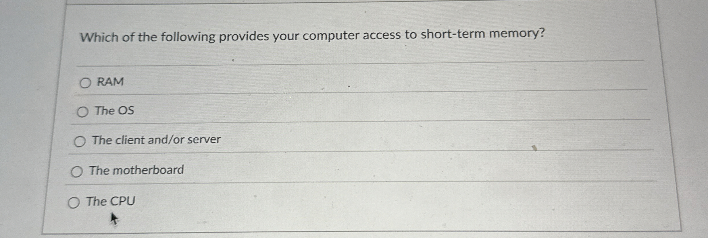 Which of the following provides your computer