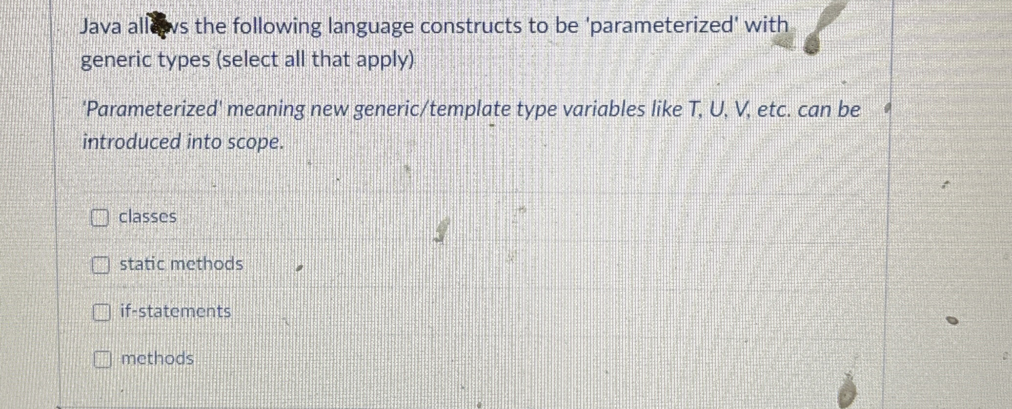 Java allfs the following language constructs to