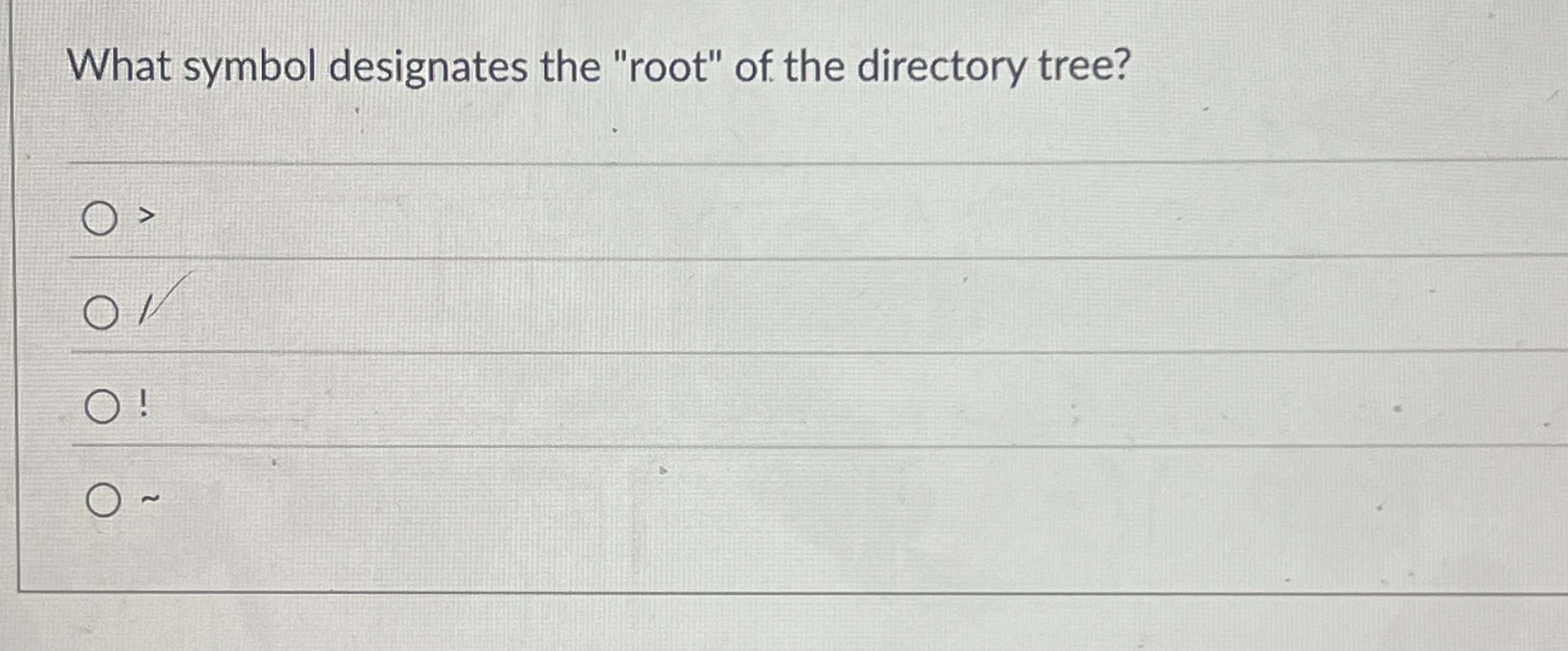 What symbol designates the "root" of the